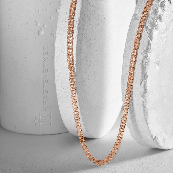 Цепь из красного золота 585, плетение «Гарибальди»